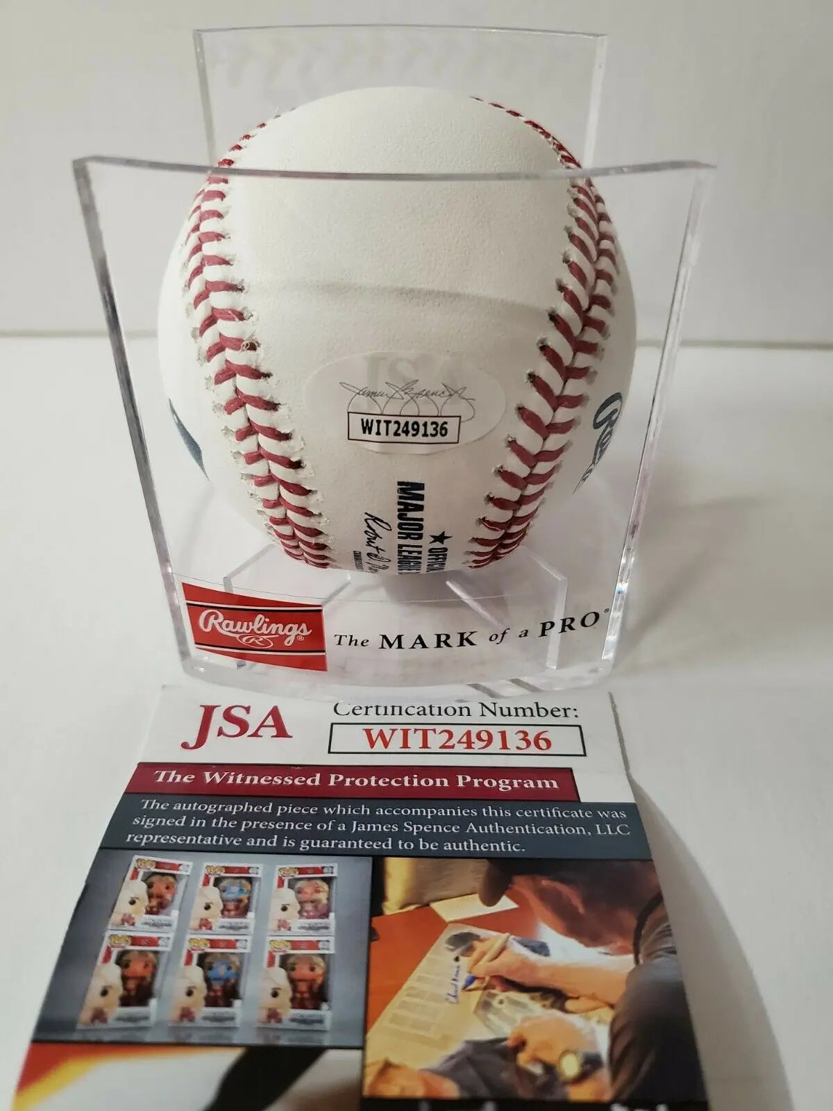 MVP Authentics Bartolo Colon Autographed Signed Inscribed Oml Baseball Jsa Coa 179.10 sports jersey framing , jersey framing