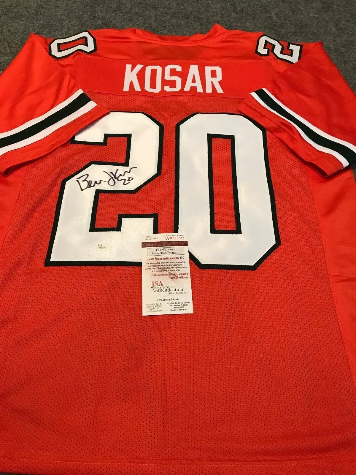 MVP Authentics Bernie Kosar Autographed Signed Miami Hurricanes Jersey Jsa  Coa 117 sports jersey framing , jersey framing