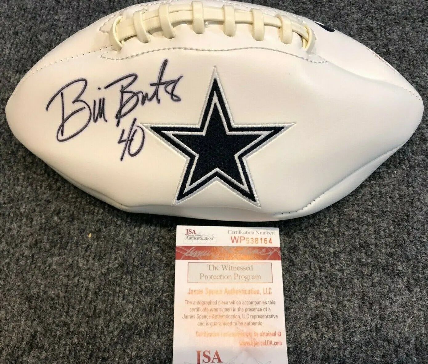 MVP Authentics Bill Bates Autographed Signed Dallas Cowboys Logo Football Jsa Coa 80.10 sports jersey framing , jersey framing