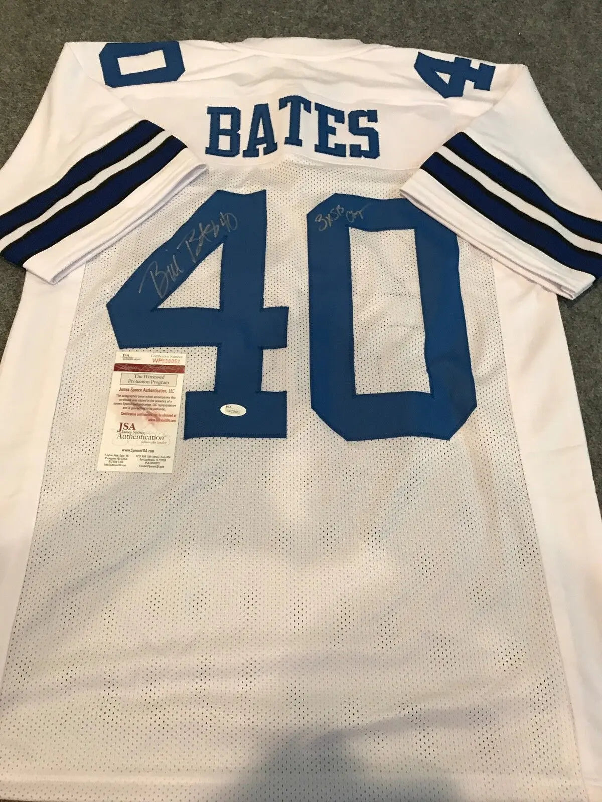 MVP Authentics Bill Bates Autographed Signed Inscribed Dallas Cowboys Jersey Jsa  Coa 108 sports jersey framing , jersey framing