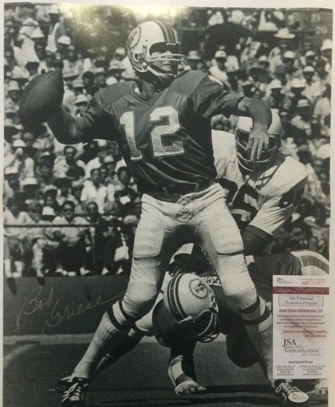 MVP Authentics Bob Griese Autographed Signed Miami Dolphins 16X20 Photo Jsa Coa 90 sports jersey framing , jersey framing