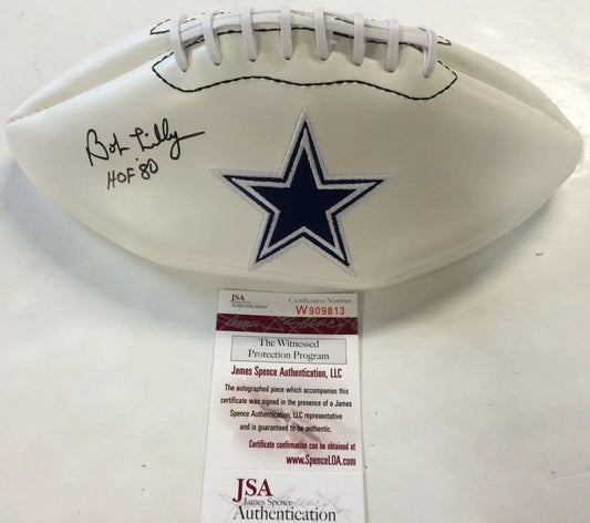 MVP Authentics Bob Lilly Autographed Signed Inscribed Dallas Cowboys Logo Football Jsa Coa 72 sports jersey framing , jersey framing
