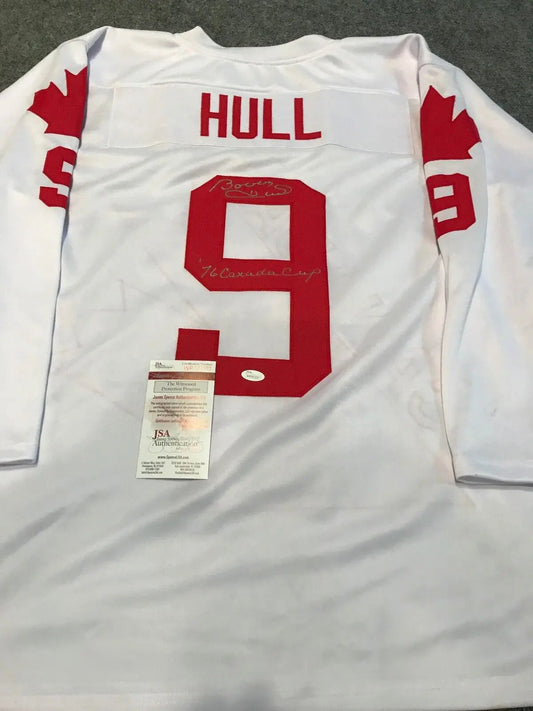 MVP Authentics Bobby Hull Autographed Signed Inscribed Canada Jersey Jsa  Coa 360 sports jersey framing , jersey framing