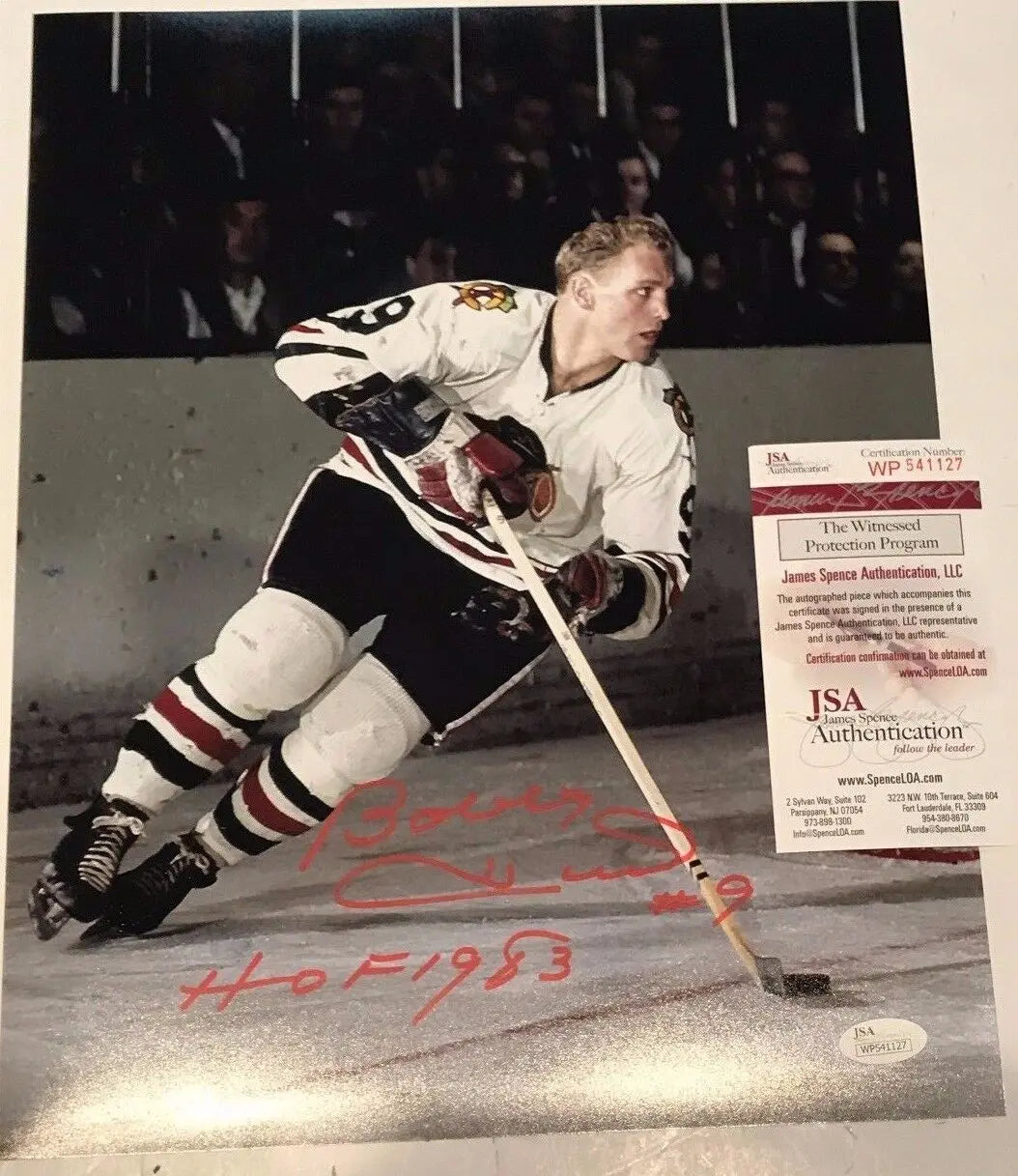 MVP Authentics Bobby Hull Autographed Signed Inscribed Chicago Blackhawks 11X14 Photo Jsa Coa 126 sports jersey framing , jersey framing