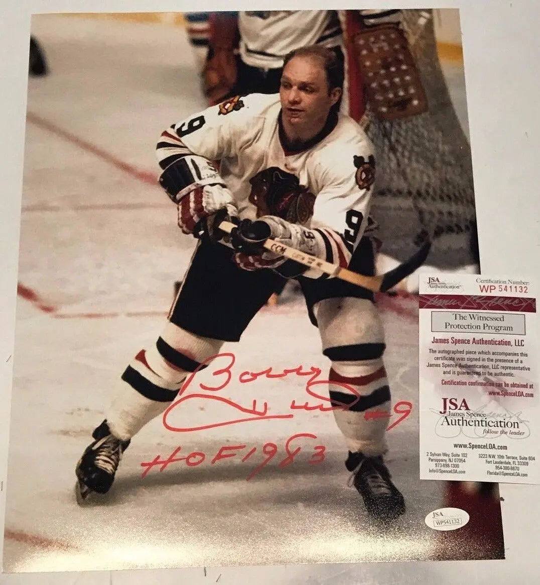 MVP Authentics Bobby Hull Autographed Signed Inscribed Chicago Blackhawks 11X14 Photo Jsa Coa 126 sports jersey framing , jersey framing