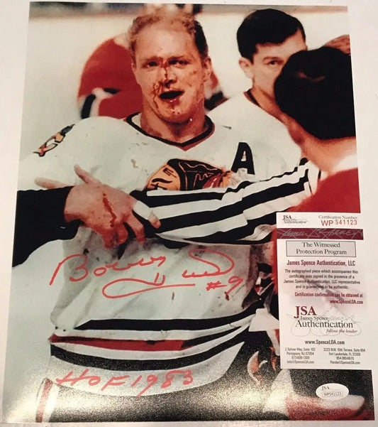 MVP Authentics Bobby Hull Autographed Signed Inscribed Chicago Blackhawks 11X14 Photo Jsa Coa 126 sports jersey framing , jersey framing