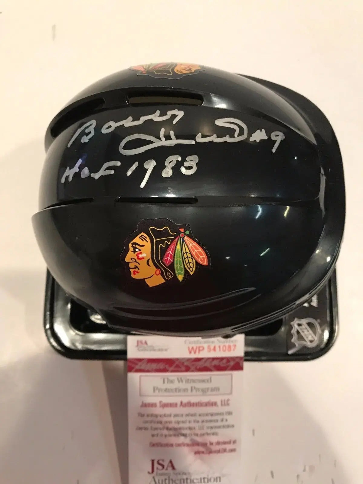MVP Authentics Bobby Hull Autographed Signed Inscribed Chicago Blackhawks Mini Helmet Jsa Coa 225 sports jersey framing , jersey framing