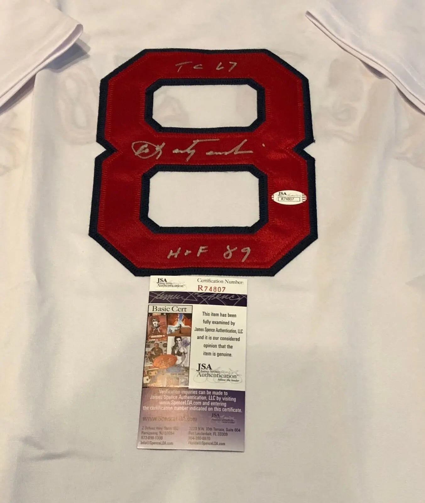 MVP Authentics Boston Redsox Carl Yastrzemski Autographed Signed Inscribed Jersey Jsa Coa 360 sports jersey framing , jersey framing