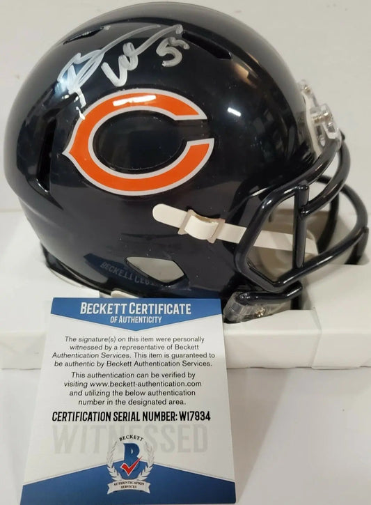 MVP Authentics Brian Urlacher Signed Chicago Bears Speed Mini Helmet Beckett Coa 207 sports jersey framing , jersey framing