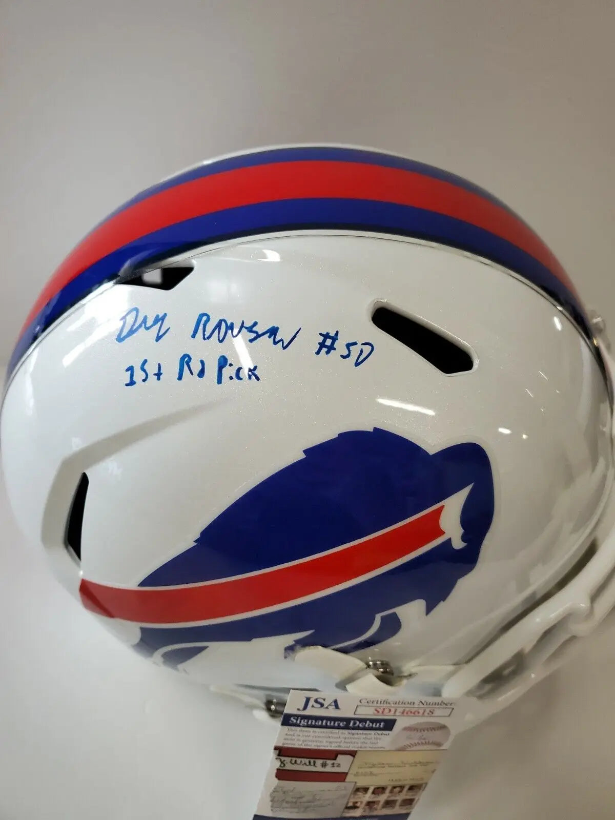 MVP Authentics Buffalo Bills Gregory Rousseau Signed Full Size Speed Replica Helmet Jsa Coa 296.10 sports jersey framing , jersey framing
