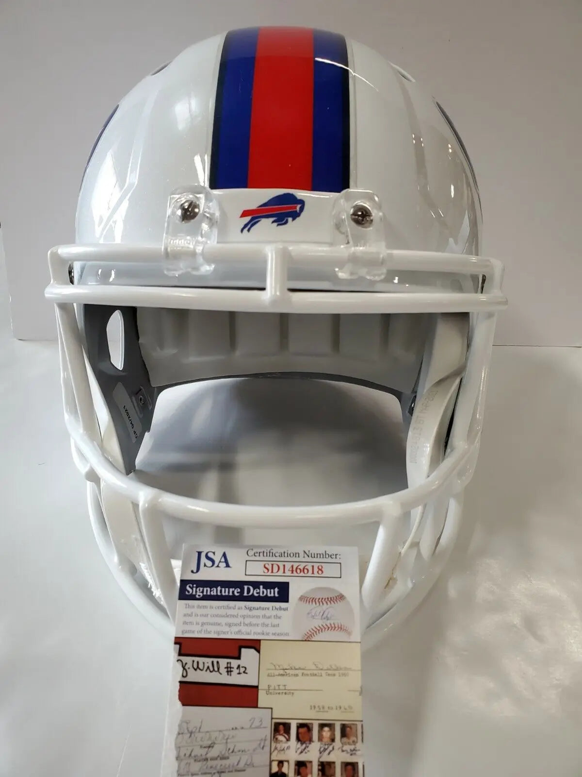 MVP Authentics Buffalo Bills Gregory Rousseau Signed Full Size Speed Replica Helmet Jsa Coa 296.10 sports jersey framing , jersey framing