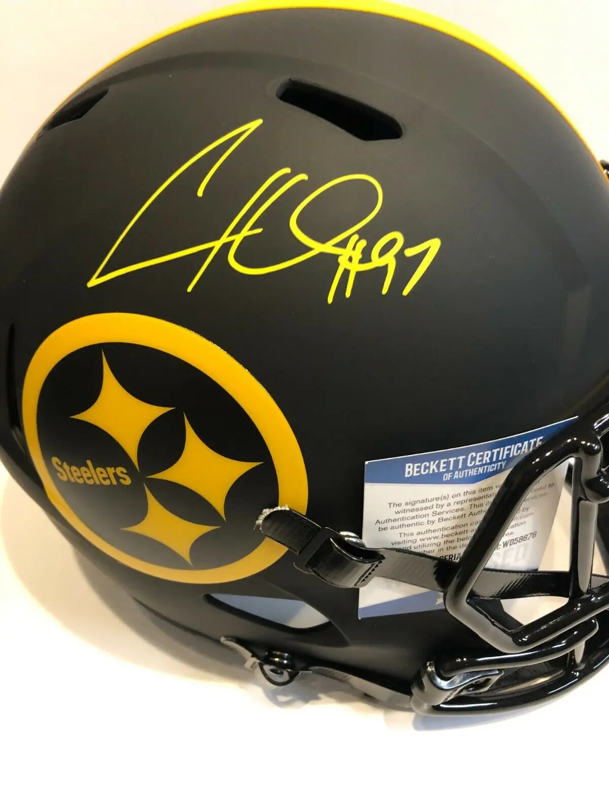 MVP Authentics Cameron Heyward Signed Pittsburgh Steelers Full Size Eclipse Rep Helmet Bas Coa 359.10 sports jersey framing , jersey framing