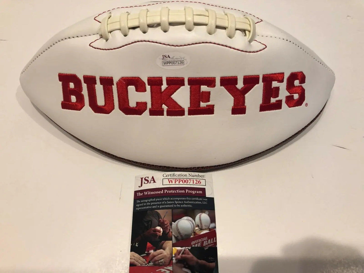 MVP Authentics Carlos Hyde Autographed Signed Ohio State Buckeyes Logo Football Jsa Coa 108 sports jersey framing , jersey framing