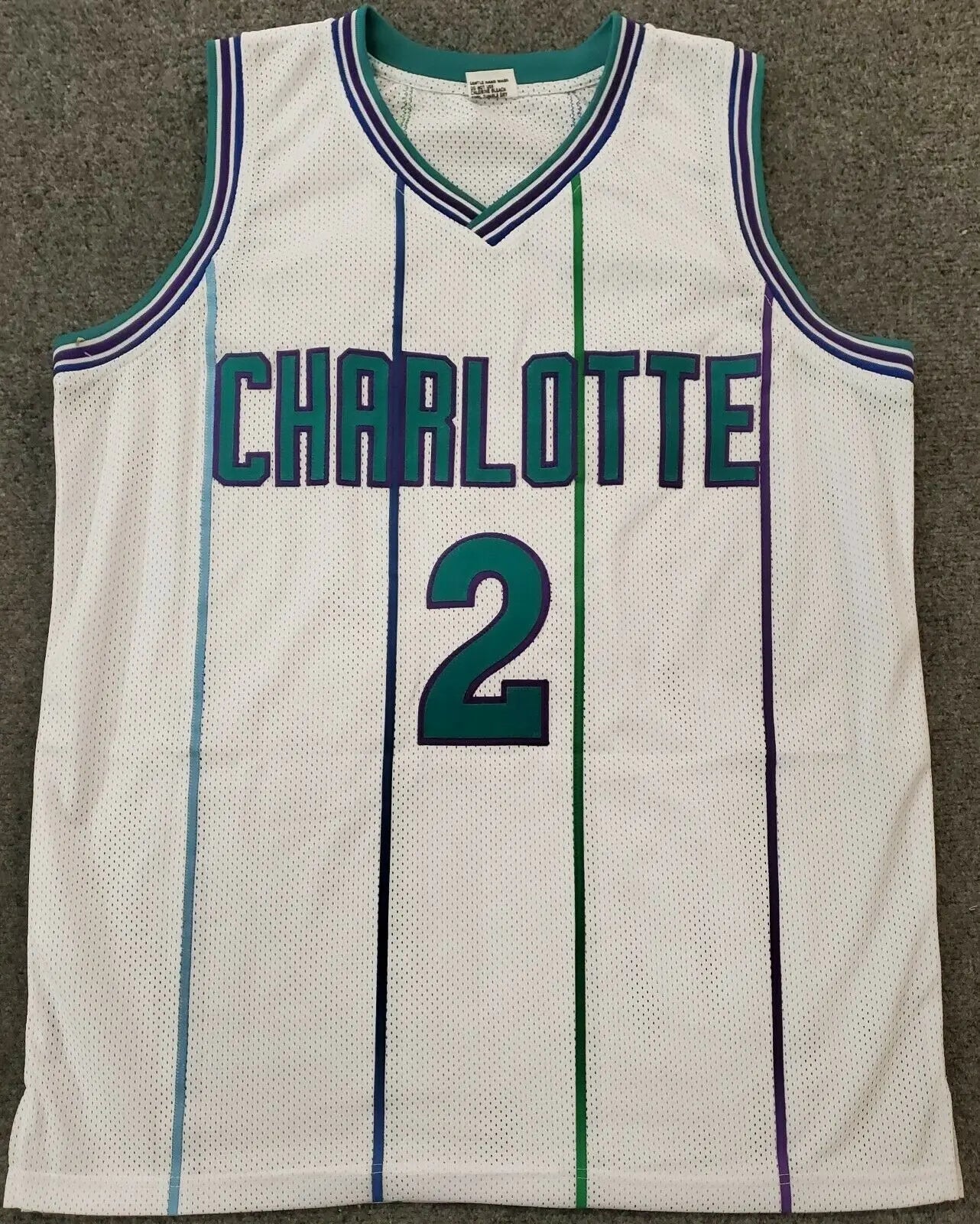 MVP Authentics Charlotte Hornets Larry Johnson Autographed Signed Jersey Jsa Coa 98.10 sports jersey framing , jersey framing