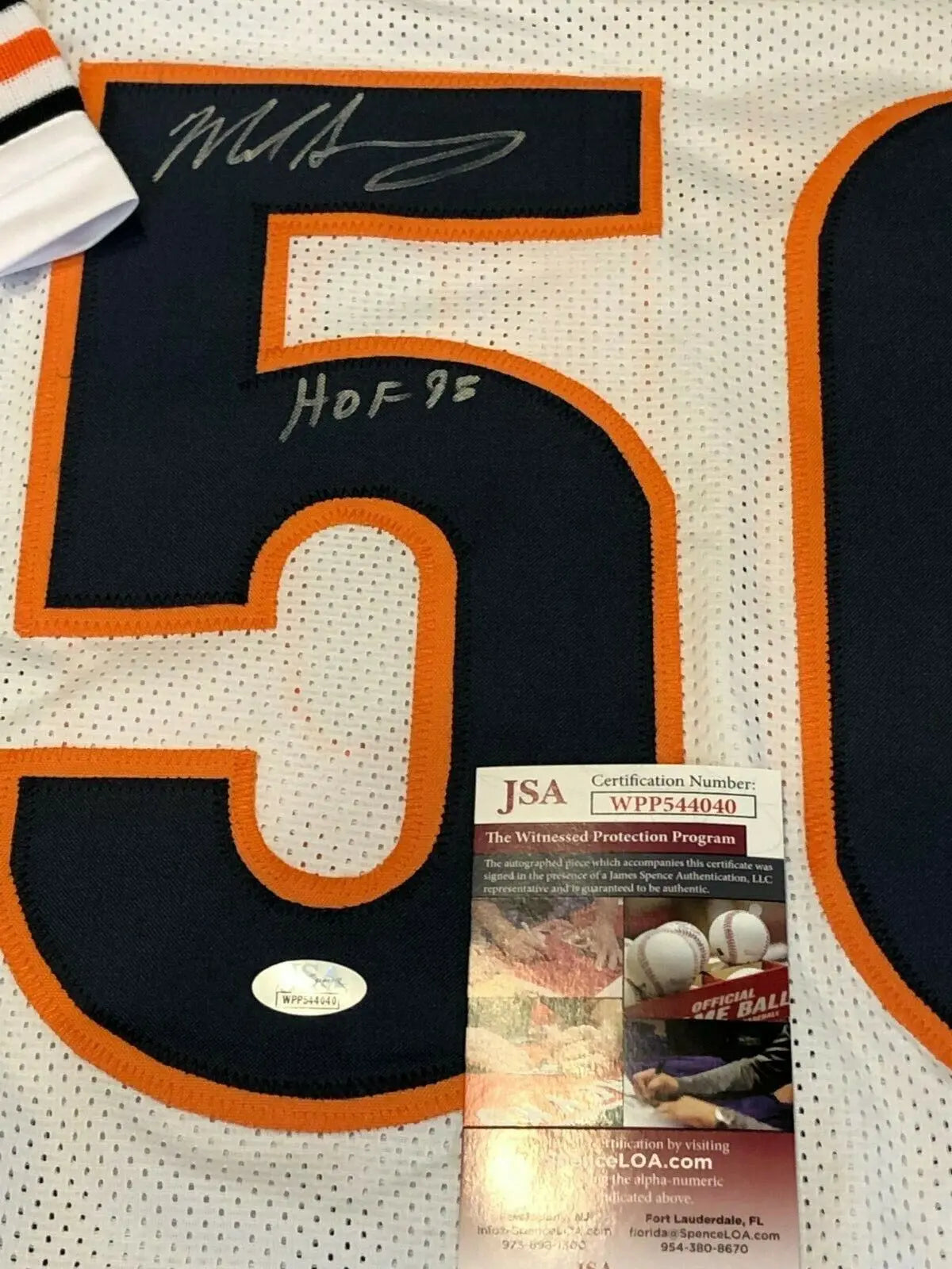 MVP Authentics Chicago Bears Mike Singletary Autographed Signed Inscribed Jersey Jsa Coa 107.10 sports jersey framing , jersey framing