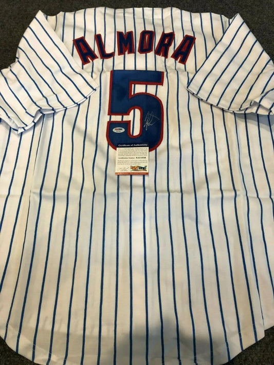 MVP Authentics Chicago Cubs Albert Almora Jr. Autographed Signed Jersey Psa Coa 80.10 sports jersey framing , jersey framing