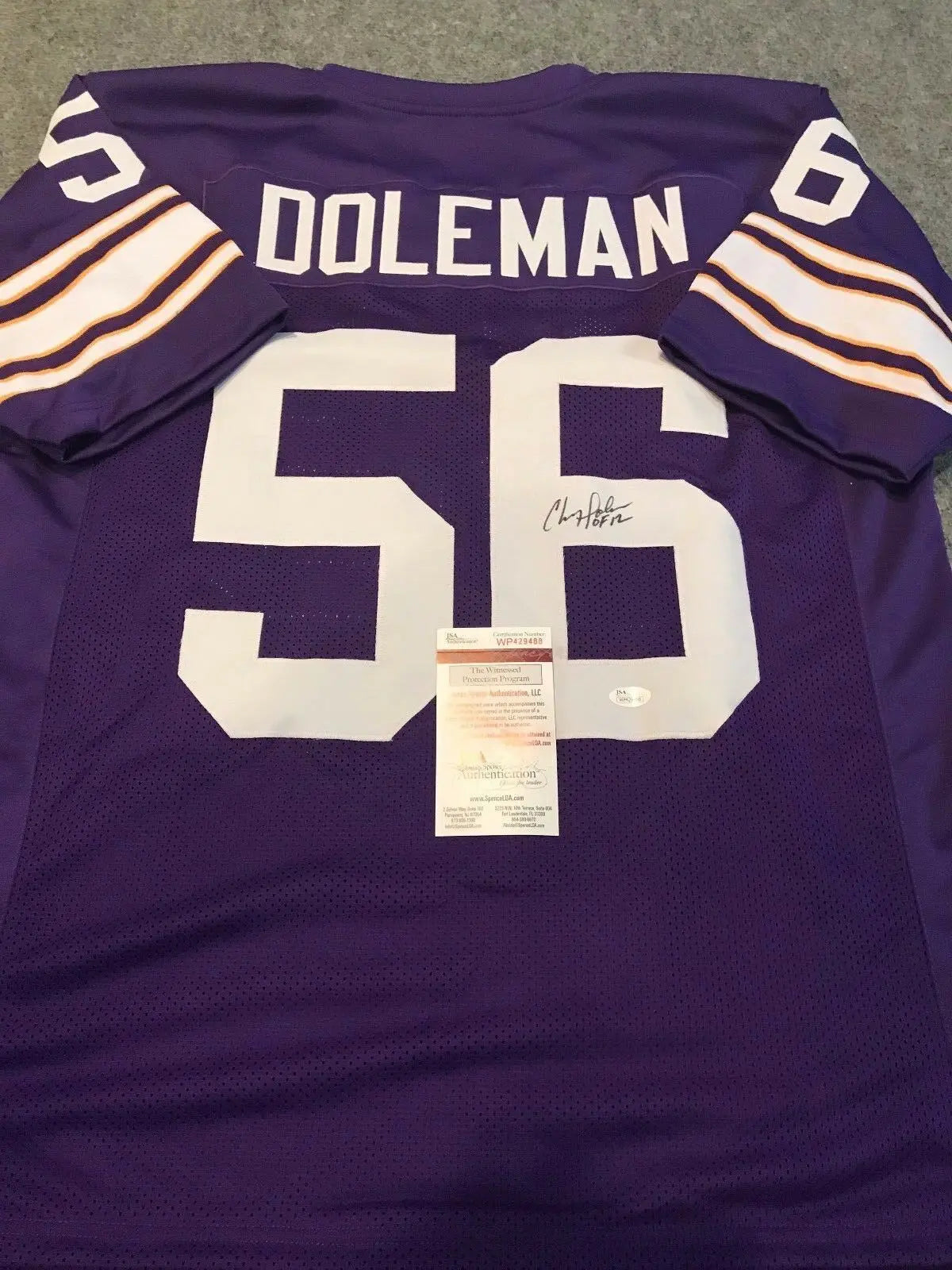 MVP Authentics Chris Doleman Autographed Signed Inscribed Minnesota Vikings Jersey Jsa Coa 116.10 sports jersey framing , jersey framing