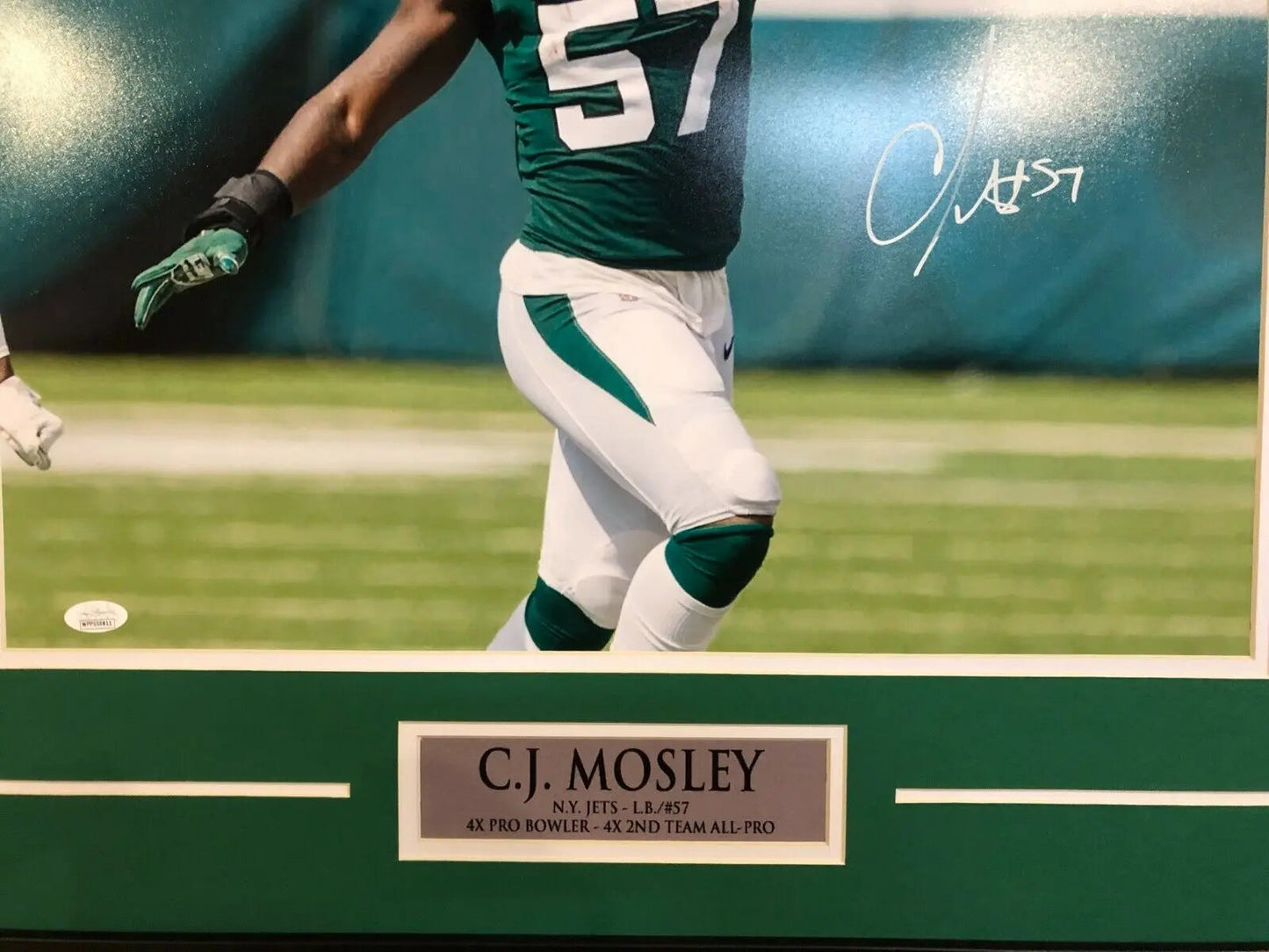 MVP Authentics Cj Mosley Framed Signed Ny Jets 16X20 Photo Jsa Coa 179.10 sports jersey framing , jersey framing