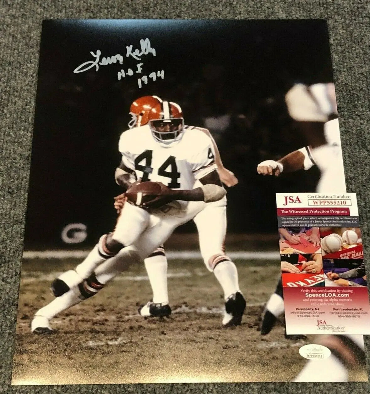 MVP Authentics Cleveland Browns Leroy Kelly Autographed Signed Inscribed 11X14 Photo Jsa  Coa 62.10 sports jersey framing , jersey framing