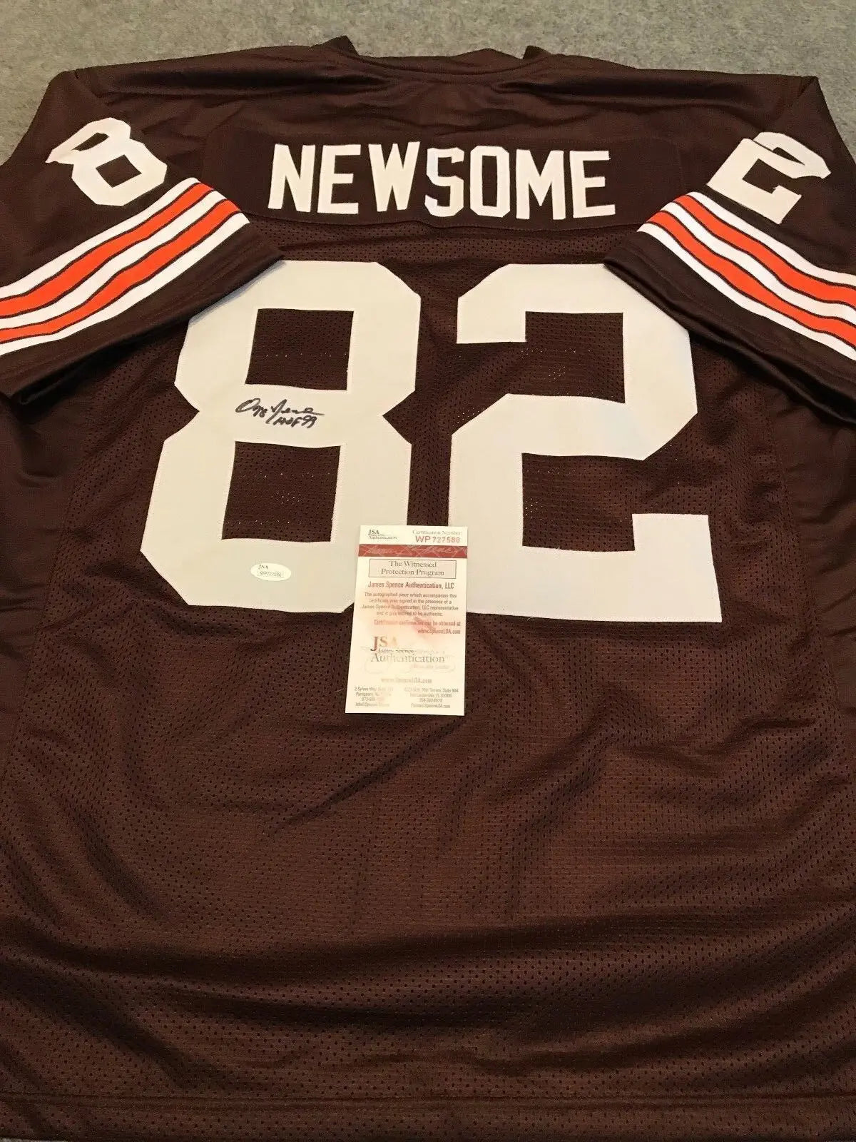 MVP Authentics Cleveland Browns Ozzie Newsome Autographed Signed Inscribed Jersey Jsa Coa 107.10 sports jersey framing , jersey framing