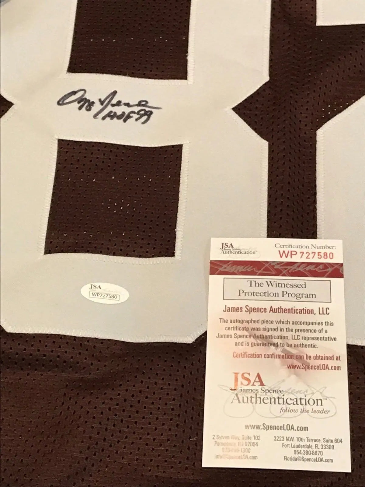 MVP Authentics Cleveland Browns Ozzie Newsome Autographed Signed Inscribed Jersey Jsa Coa 107.10 sports jersey framing , jersey framing