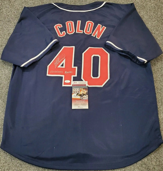 MVP Authentics Cleveland Indians Bartolo Colon Autographed Inscribed Jersey Jsa Coa 188.10 sports jersey framing , jersey framing