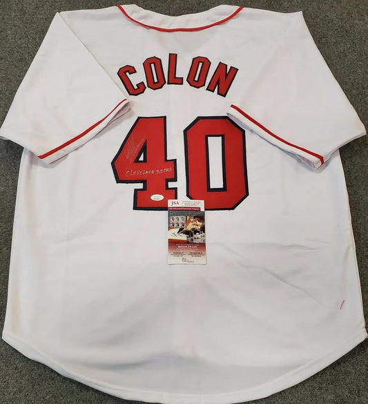 MVP Authentics Cleveland Indians Bartolo Colon Autographed Inscribed Jersey Jsa Coa 188.10 sports jersey framing , jersey framing