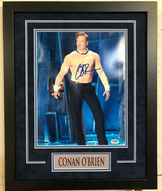 MVP Authentics Conan O'brien Framed Signed 11X14 Photo Psa Coa 125.10 sports jersey framing , jersey framing