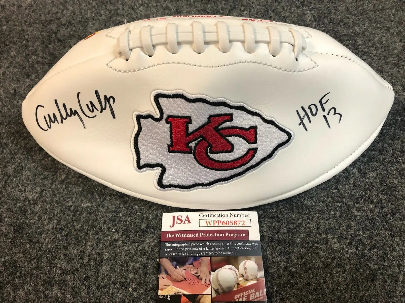 MVP Authentics Curley Culp Autographed Signed Inscribe Kansas City Chiefs Logo Football Jsa Coa 80.99 sports jersey framing , jersey framing