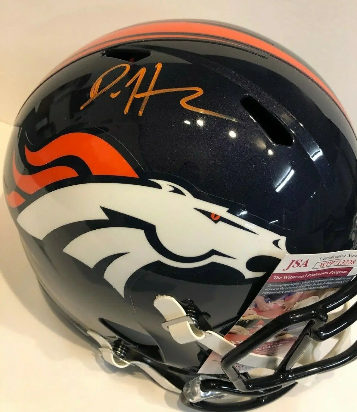 MVP Authentics Daesean Hamilton Signed Denver Broncos Full Size Replica Speed Helmet Jsa Coa 224.10 sports jersey framing , jersey framing