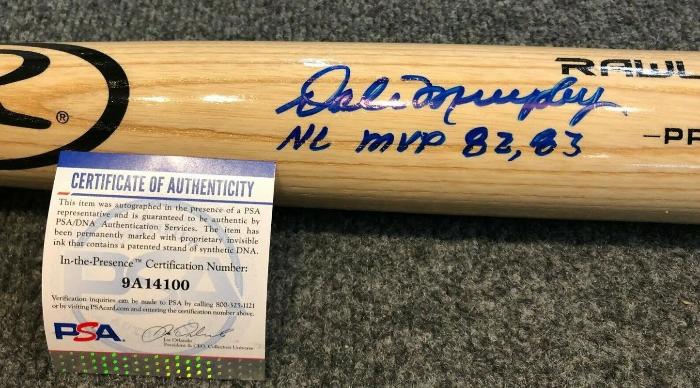 Dale Murphy Autographed Signed Inscribed Rawlings Pro Bat Psa Coa