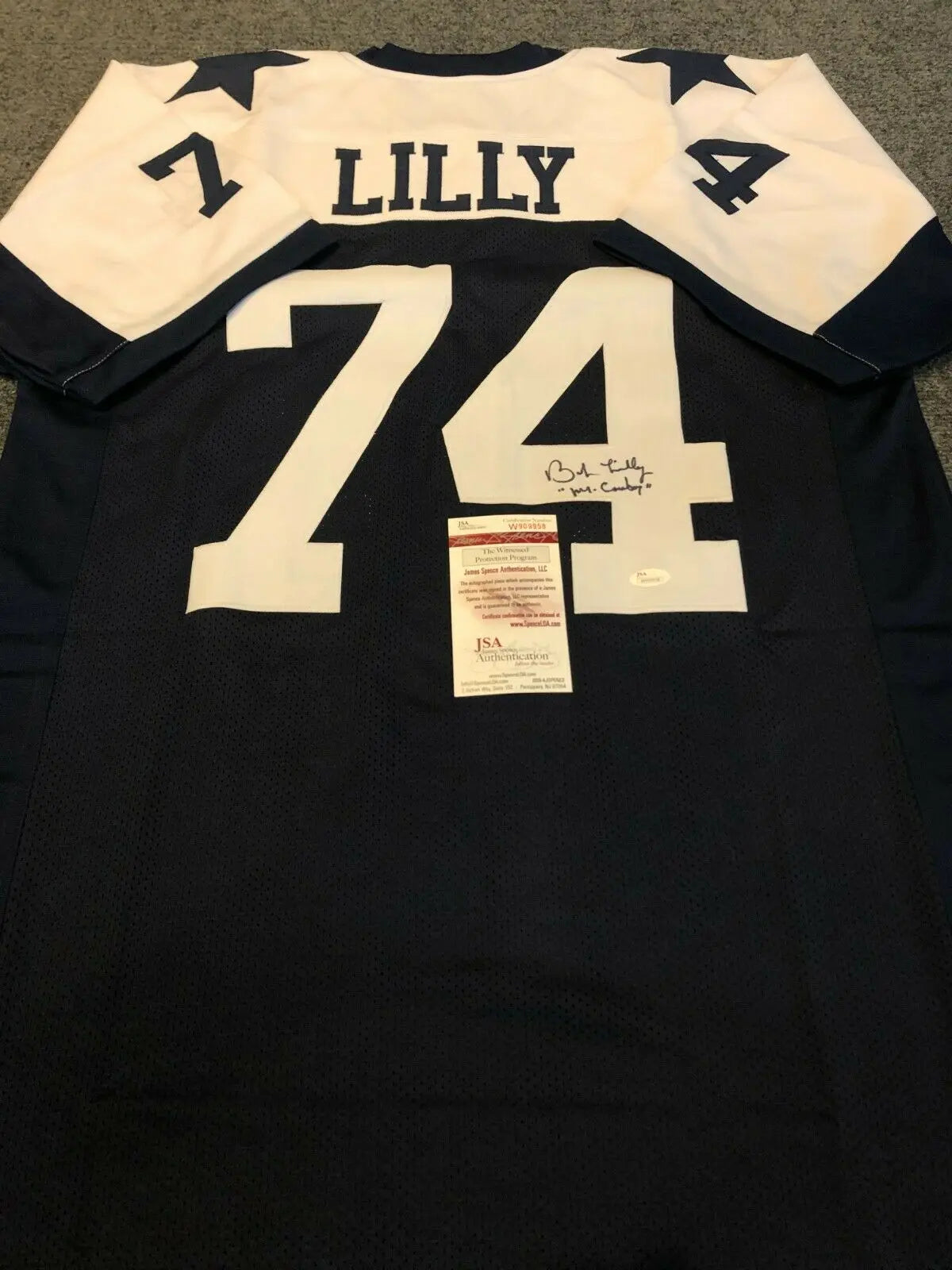 MVP Authentics Dallas Cowboys Bob Lilly Autographed Signed Inscribed Jersey Jsa Coa 107.10 sports jersey framing , jersey framing