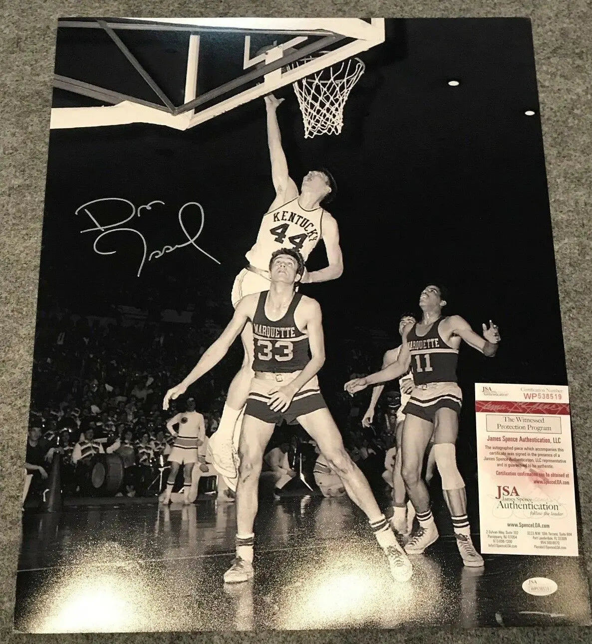 MVP Authentics Dan Issel Autographed Signed Kentucky Wildcats 16X20 Photo Jsa  Coa 81 sports jersey framing , jersey framing
