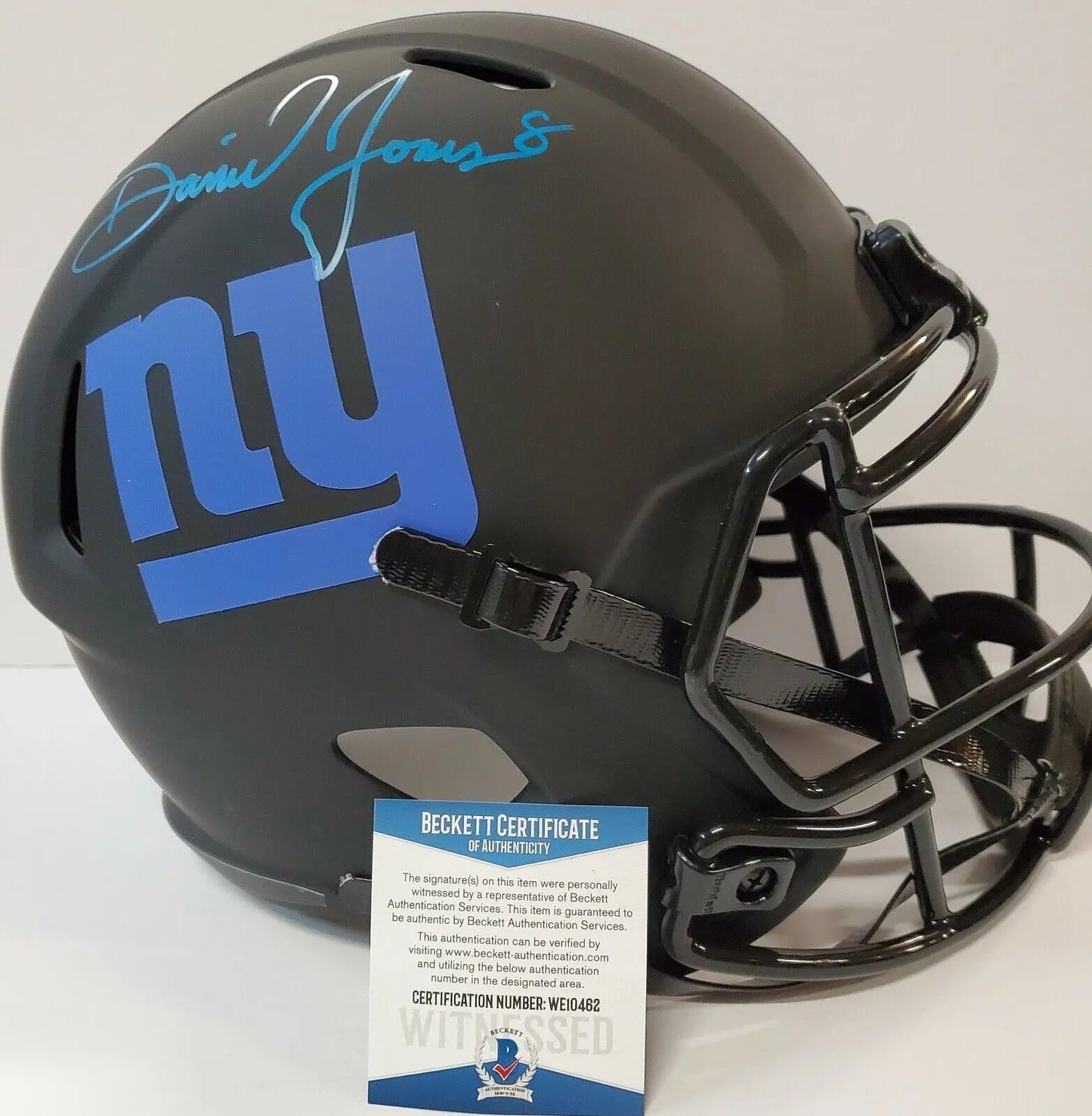 MVP Authentics Daniel Jones Signed N.Y. Giants Full Size Speed Eclipse Replica Helmet Bas Coa 359.10 sports jersey framing , jersey framing
