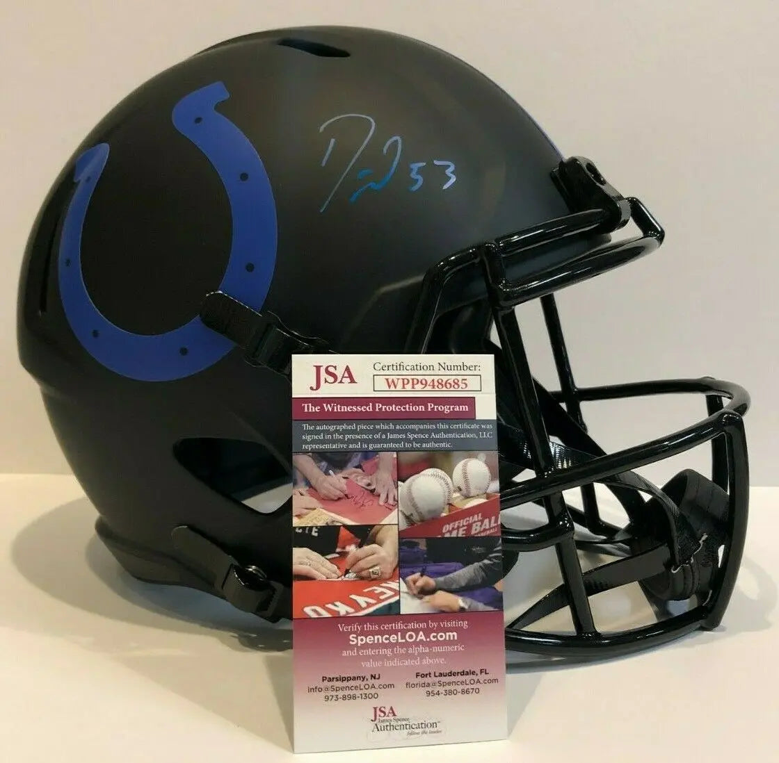 MVP Authentics Darius Leonard Signed Indianapolis Colts Eclipse Rep Full Size Helmet Jsa Coa 359.10 sports jersey framing , jersey framing