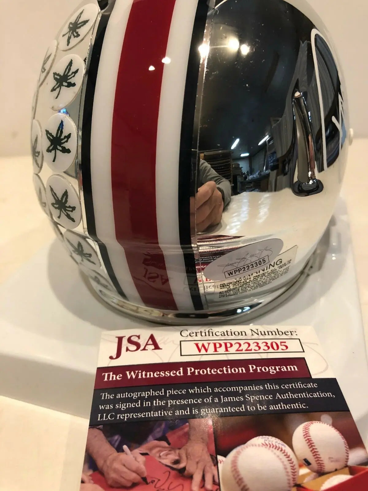 MVP Authentics Darron Lee Autographed Signed Ohio State Buckeyes Chrome Mini Helmet Jsa Coa 117 sports jersey framing , jersey framing