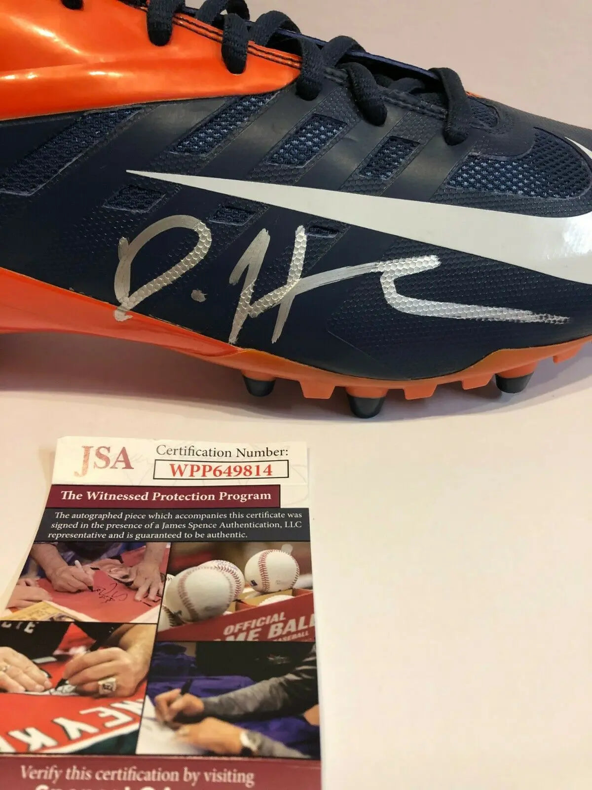 MVP Authentics Denver Broncos Daesean Hamilton Autographed Signed Nike Cleat Jsa Coa 107.10 sports jersey framing , jersey framing