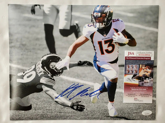 MVP Authentics Denver Broncos Kj Hamler Autographed Signed 11X14 Photo Jsa Coa 71.10 sports jersey framing , jersey framing