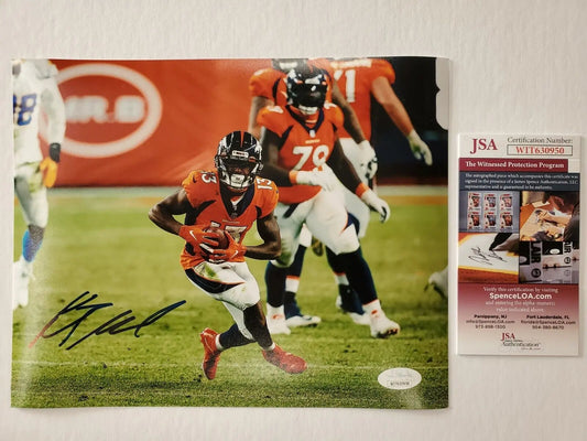 MVP Authentics Denver Broncos Kj Hamler Autographed Signed 8X10 Photo Jsa Coa 53.10 sports jersey framing , jersey framing