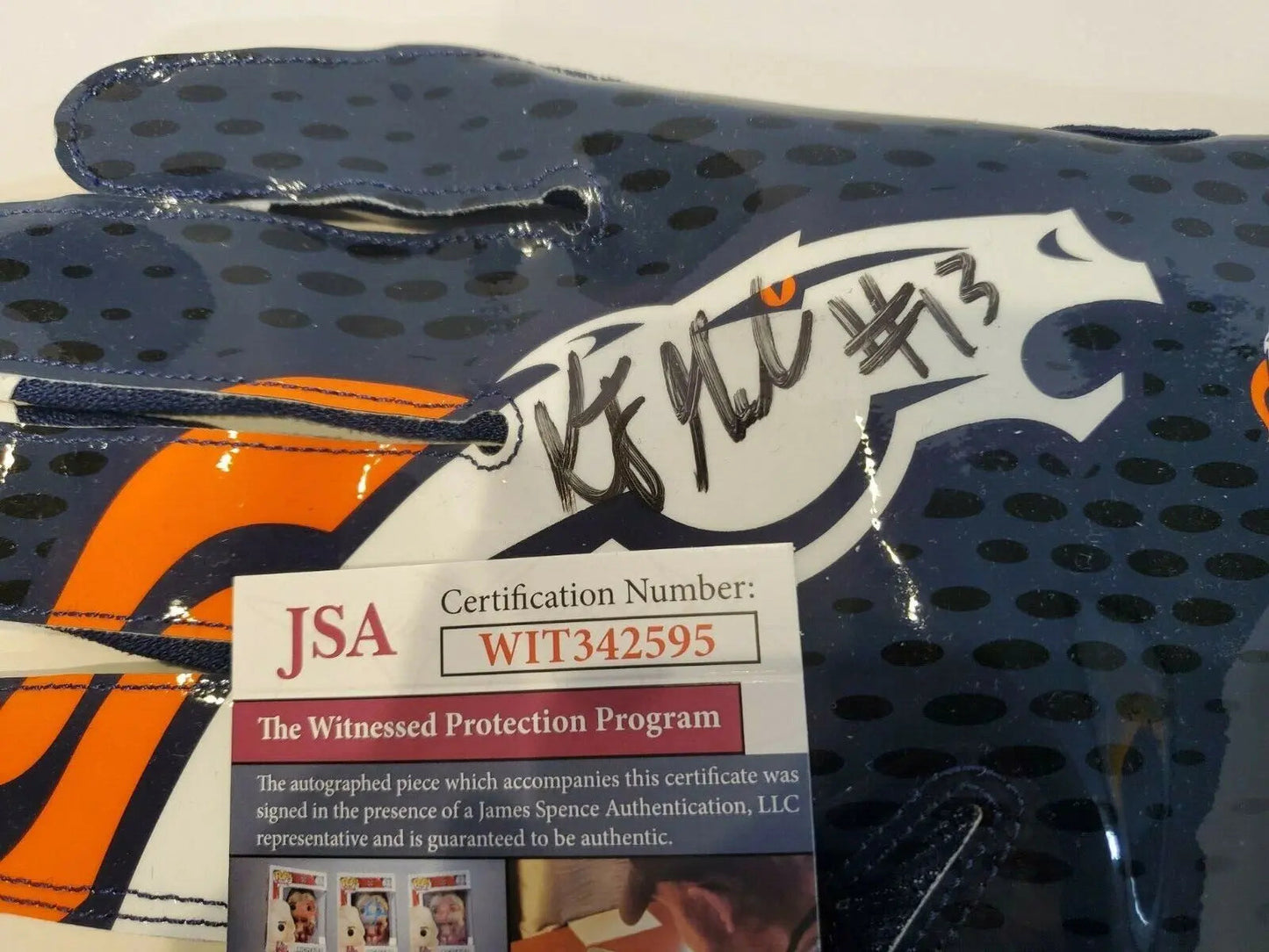 MVP Authentics Denver Broncos Kj Hammler Autographed Signed Nike Gloves Jsa Coa 107.10 sports jersey framing , jersey framing