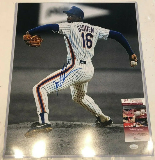 MVP Authentics Dwight Gooden Autographed Signed N.Y. Mets 16X20 Photo Jsa  Coa 72 sports jersey framing , jersey framing