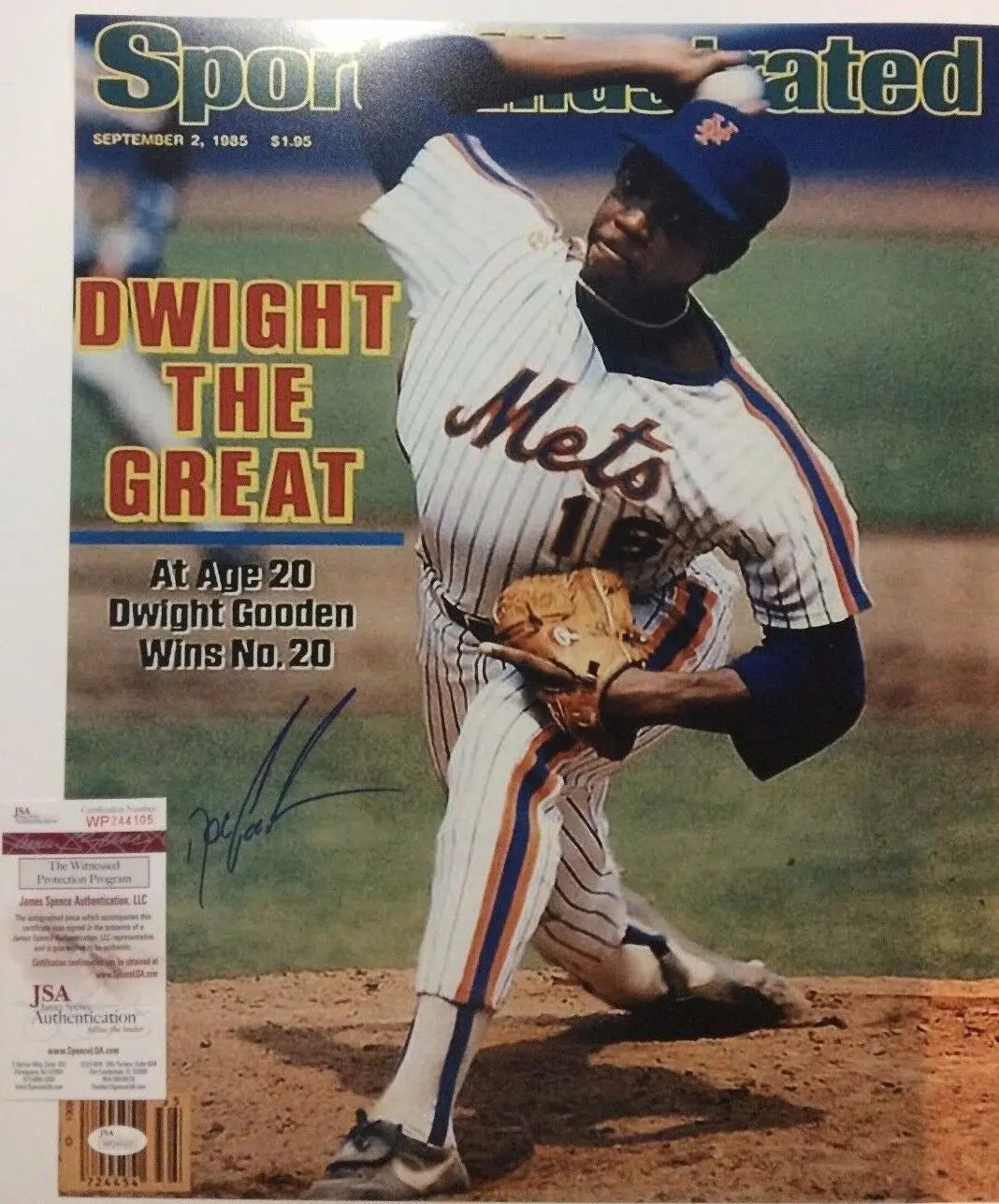 MVP Authentics Dwight Gooden Autographed Signed N.Y. Mets S.I. 16X20 Photo Jsa  Coa 72 sports jersey framing , jersey framing