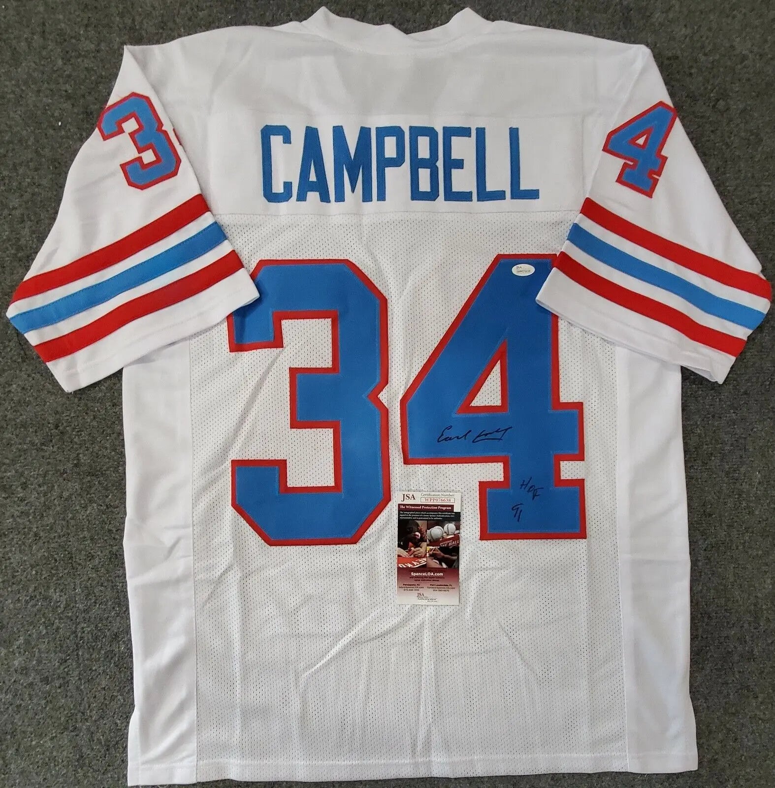 MVP Authentics Earl Campbell Autographed Signed Inscribed Houston Oilers Jersey Jsa  Coa 116.10 sports jersey framing , jersey framing