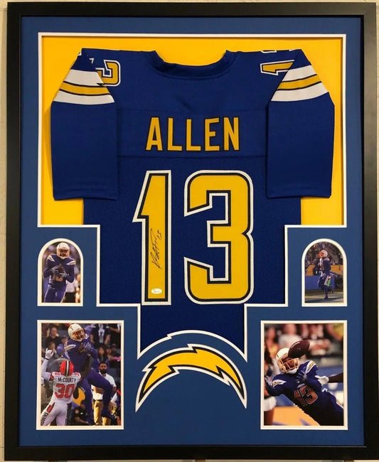 MVP Authentics Framed L.A. Chargers Keenan Allen Autographed Signed Jersey Jsa Coa 450 sports jersey framing , jersey framing