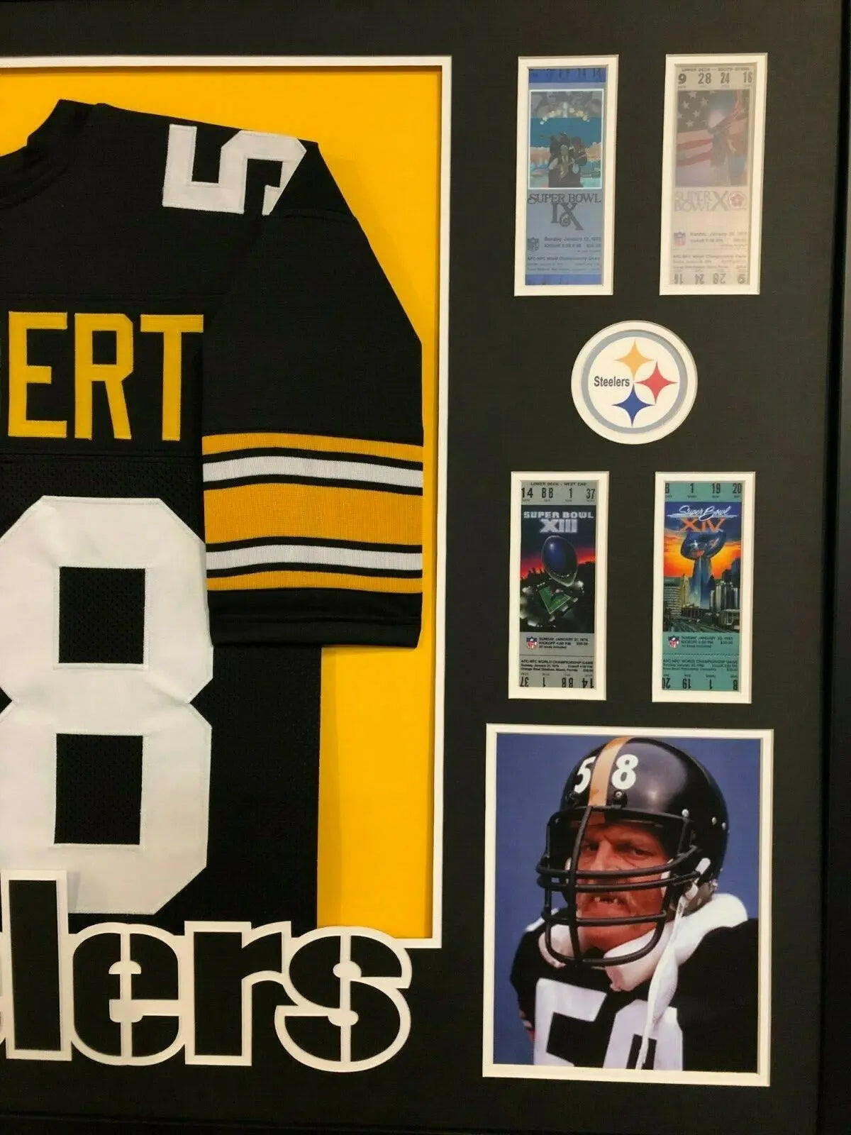 MVP Authentics Framed Pittsburgh Steelers Jack Lambert Autographed Signed Inscr Jersey Jsa Coa 629.10 sports jersey framing , jersey framing