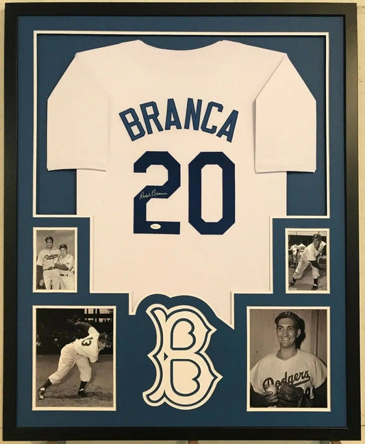MVP Authentics Framed Ralph Branca Autographed Signed Brooklyn Dodgers Jersey Jsa Coa 405 sports jersey framing , jersey framing