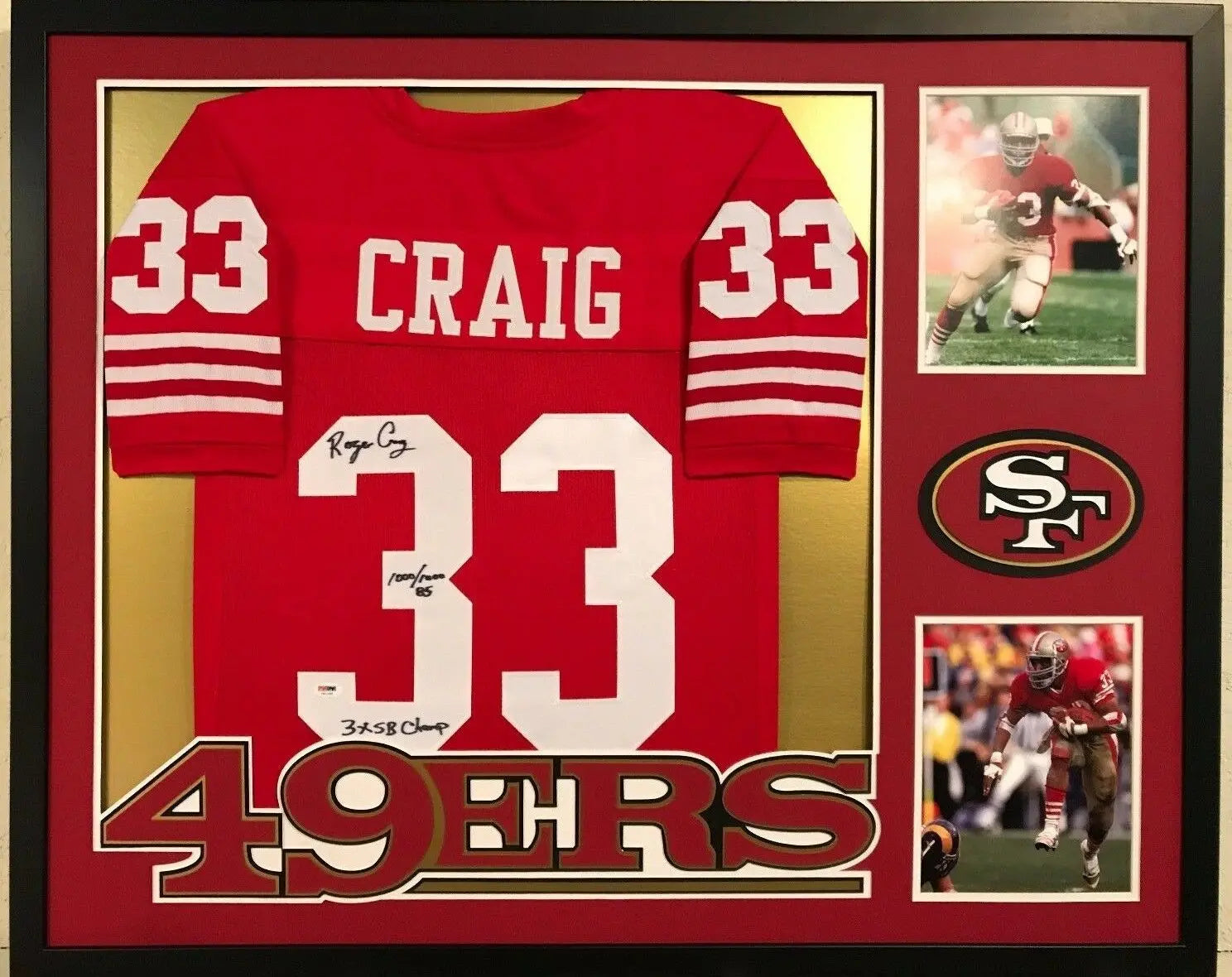 MVP Authentics Framed Roger Craig Autographed Signed Inscr. San Francisco 49Ers Jersey Psa Coa 450 sports jersey framing , jersey framing