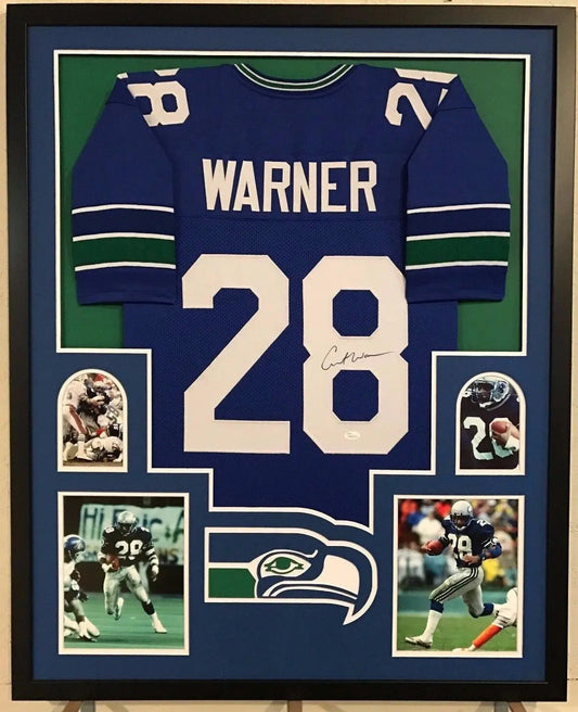 MVP Authentics Framed Seattle Seahawks Curt Warner Autographed Signed Jersey Jsa Coa 360 sports jersey framing , jersey framing