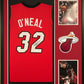 MVP Authentics Framed Shaquille O'neal Autographed Signed Miami Heat Jersey Jsa Coa 450 sports jersey framing , jersey framing