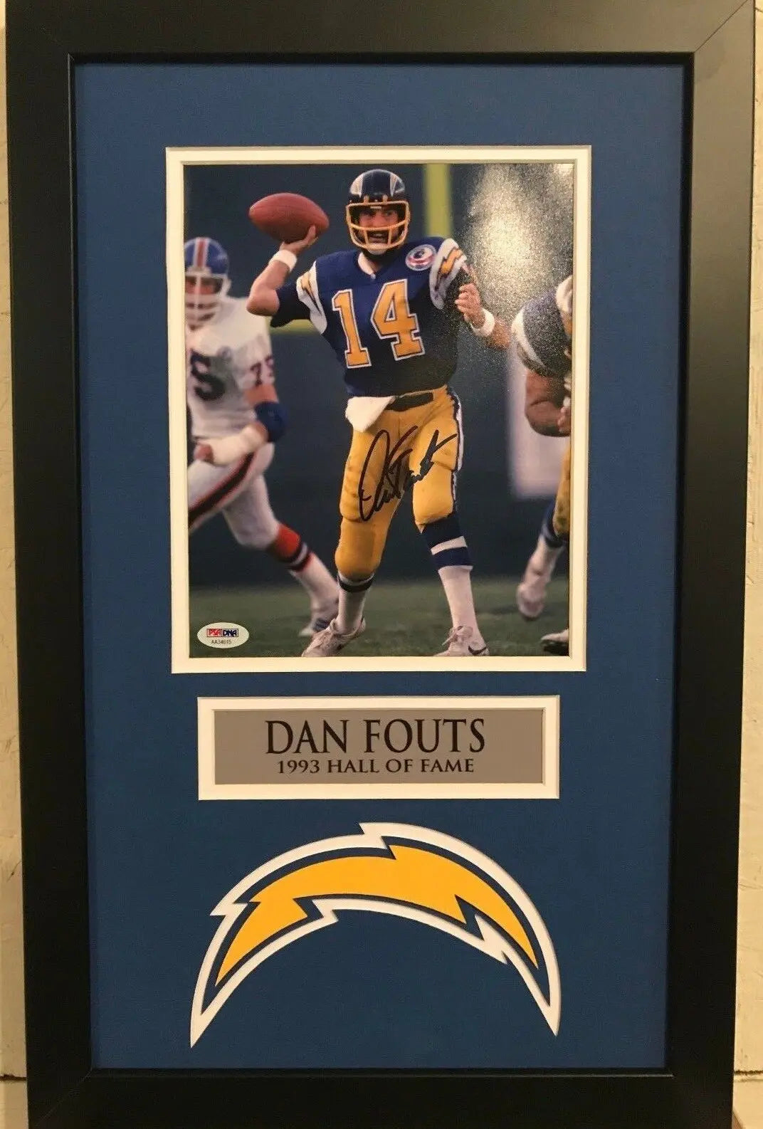 MVP Authentics Framed Signed Autographed Dan Fouts San Diego Chargers 8X10 Photo Psa Coa 117 sports jersey framing , jersey framing